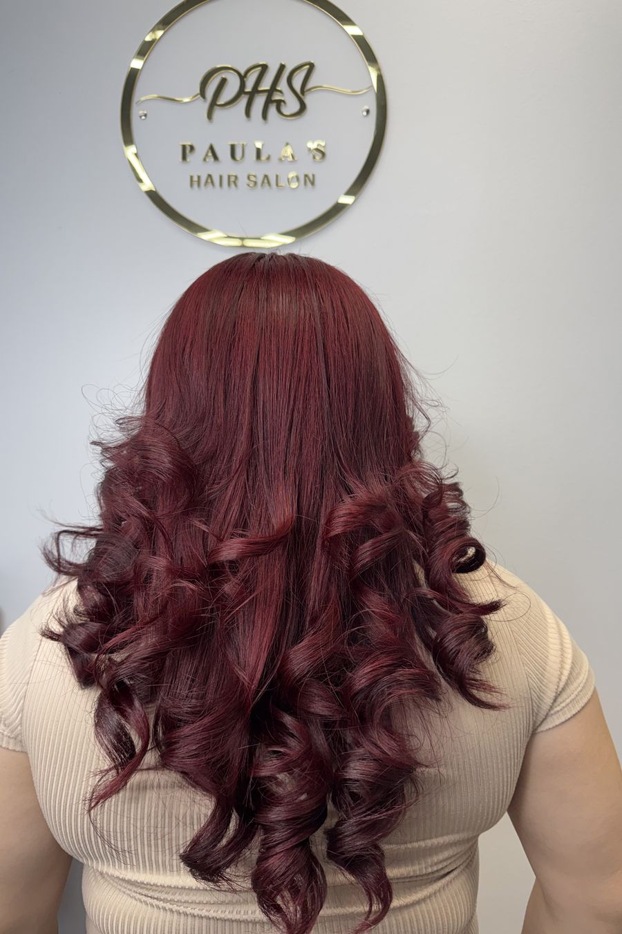 Rich burgundy red color with soft curls